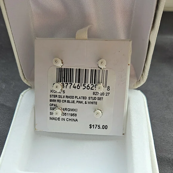 Opal Silver Stud Earrings Set - Picture 4 of 7